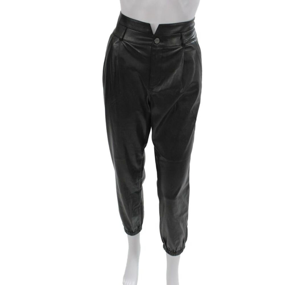 Paige Womens Jogger Pants Black Polyurethane Button Closure Size 2